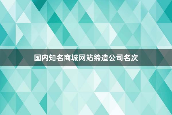 国内知名商城网站缔造公司名次